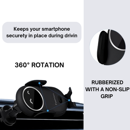 Auto-Clamping Wireless Car Charger Mount – Fast Charging Phone Holder for iPhone and Samsung Devices